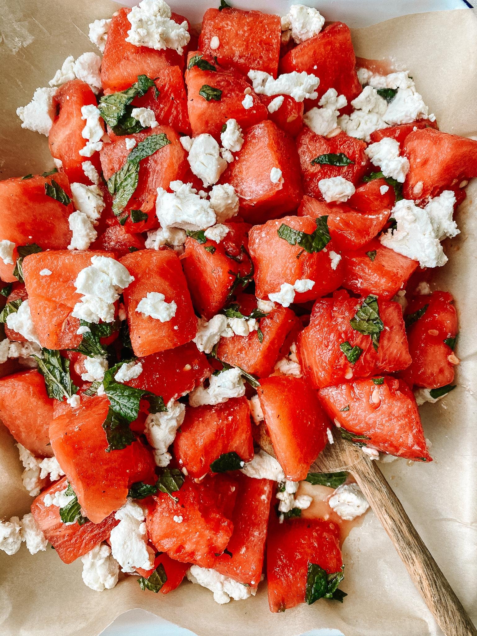 Refreshing Watermelon Mint Salad with Goat Cheese