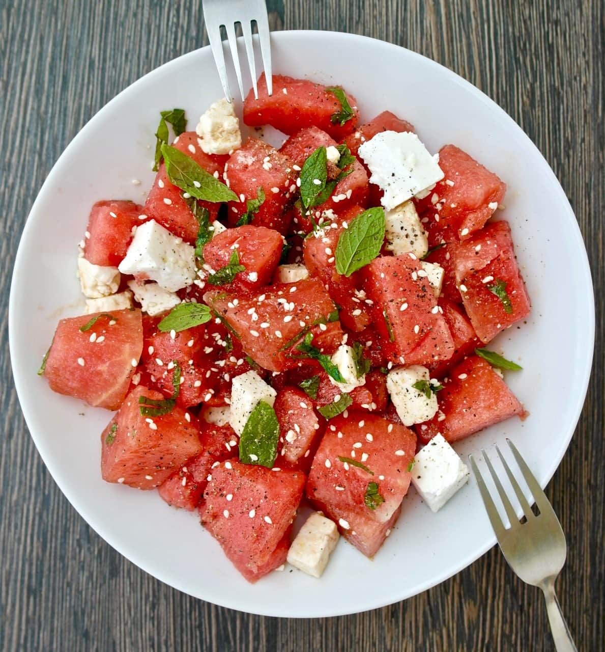 Watermelon and Feta Salad with Honey Balsamic Vinaigrette