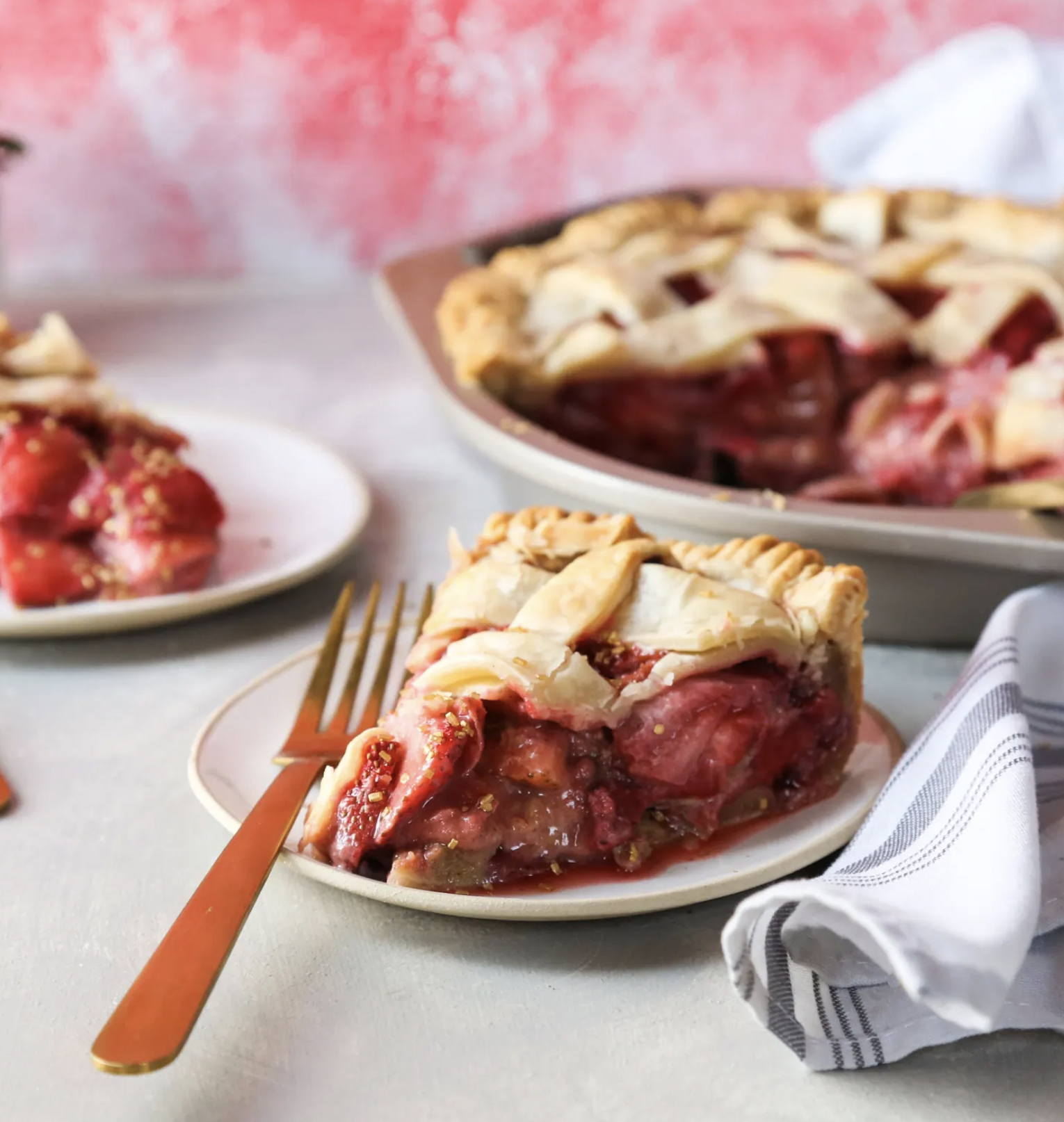 Strawberry Rhubarb Pie With Flaky Lattice Crust