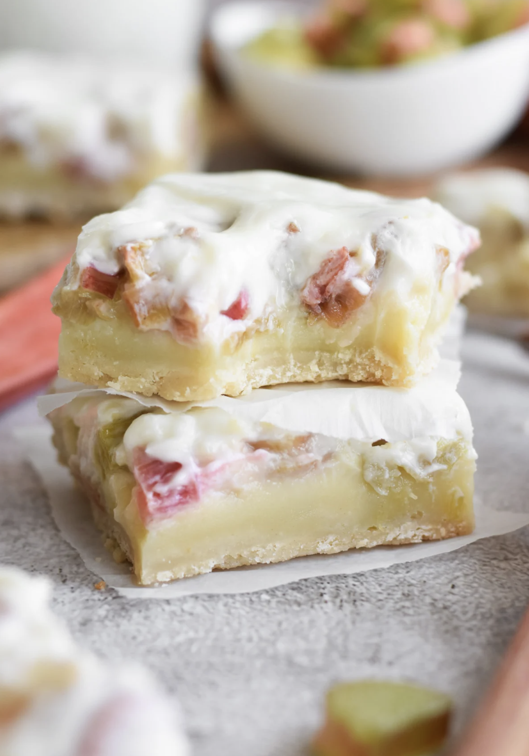 Shortbread Cookie Crust Rhubarb Custard Bars