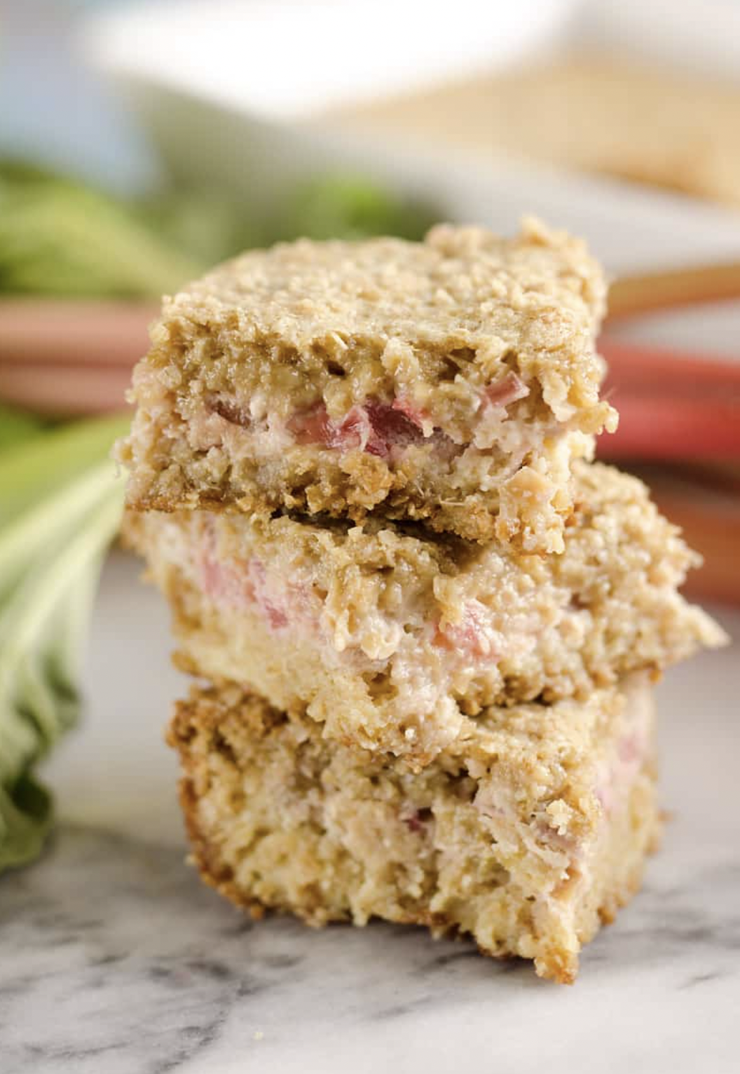 Rhubarb Custard Oatmeal Bars