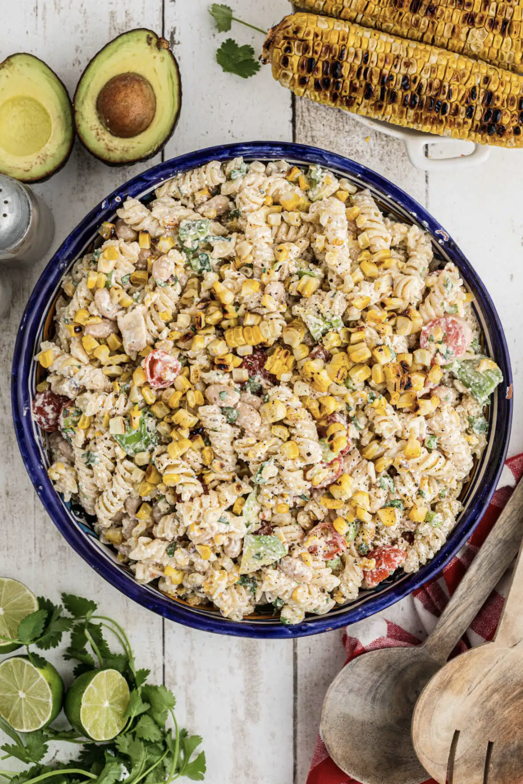 Creamy Avocado Elote Pasta Salad