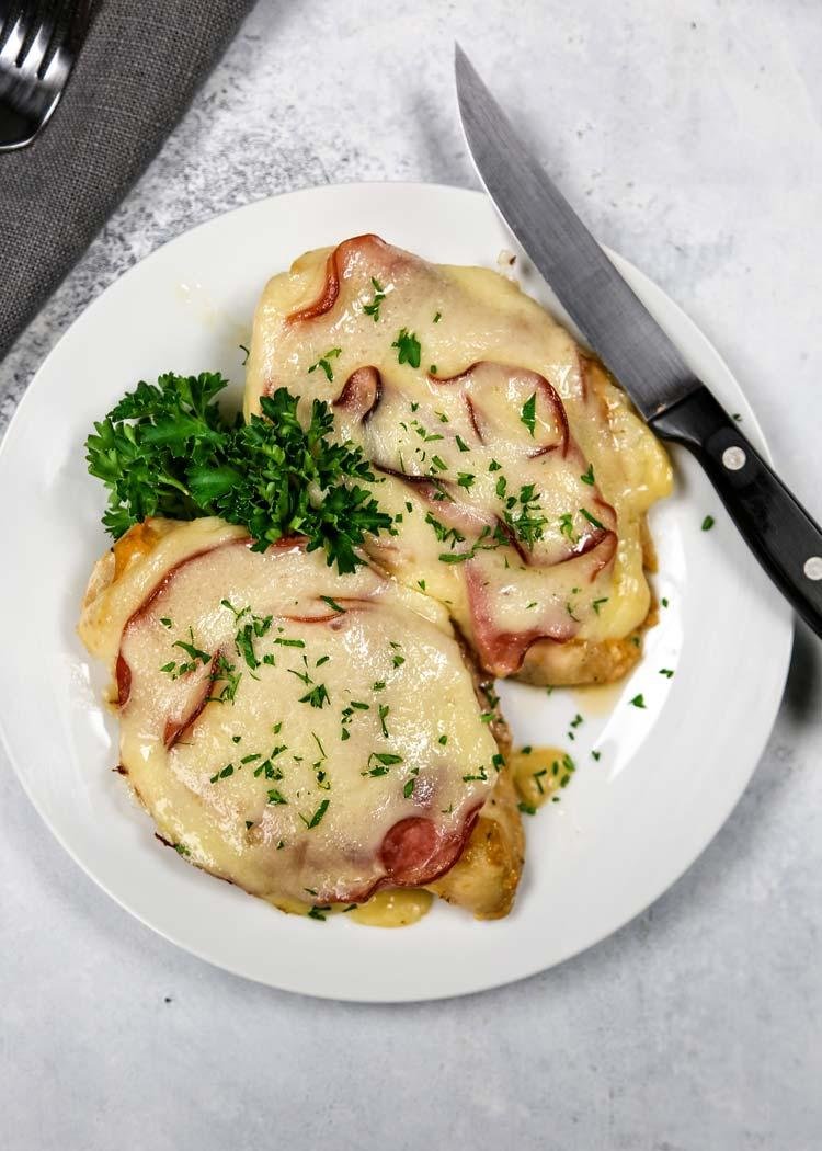 Open Faced Chicken Cordon Bleu