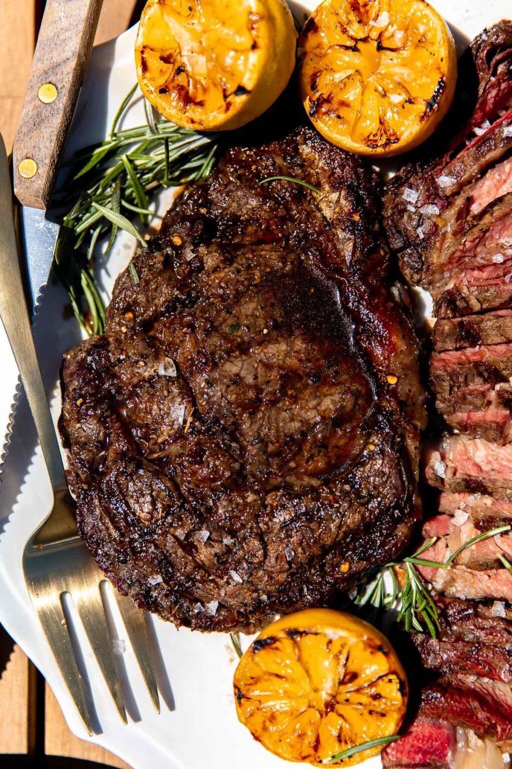 Grilled Tuscan Steak with Lemon, Garlic, and Rosemary