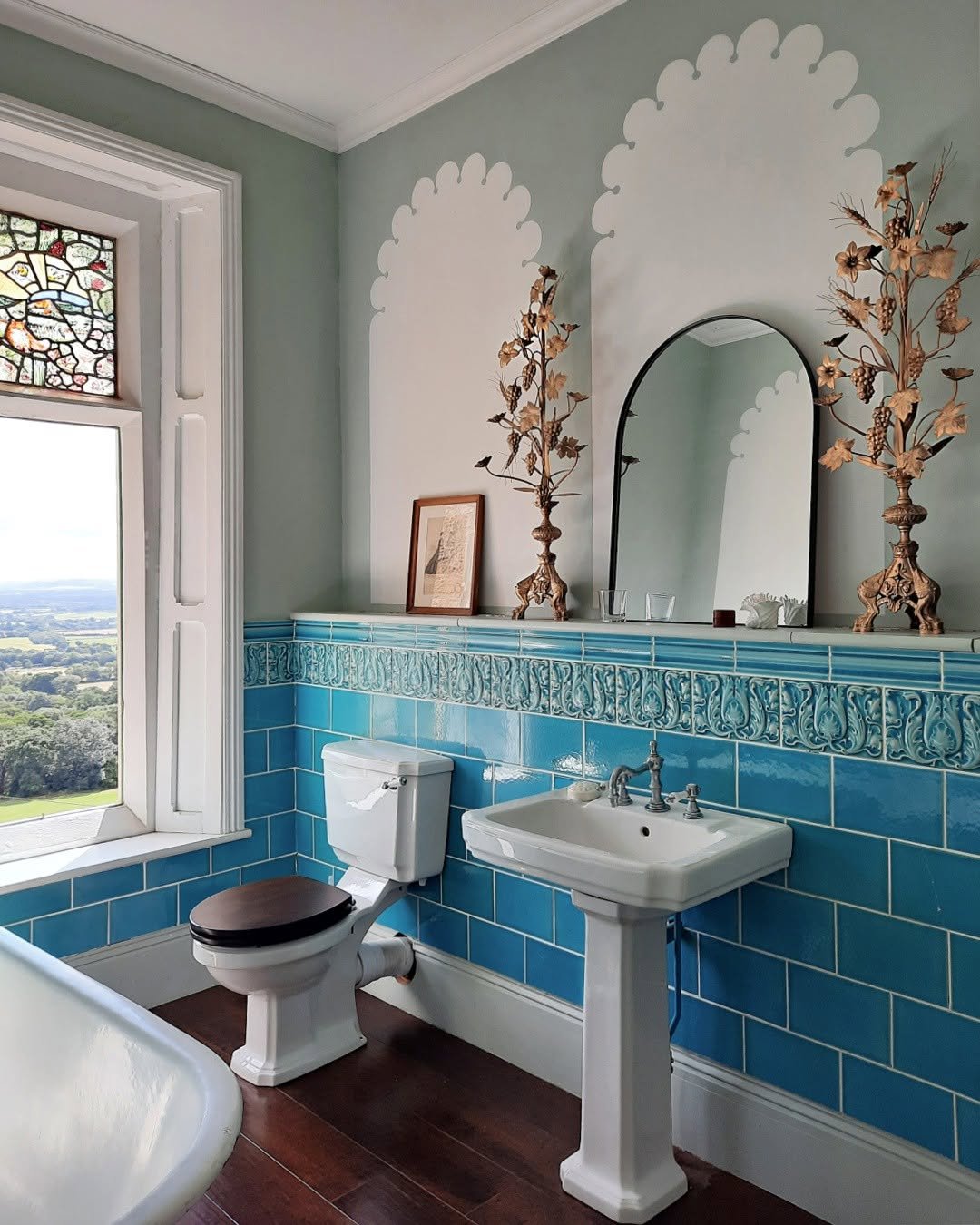 Bold Turquoise Tiles With Victorian Elegance