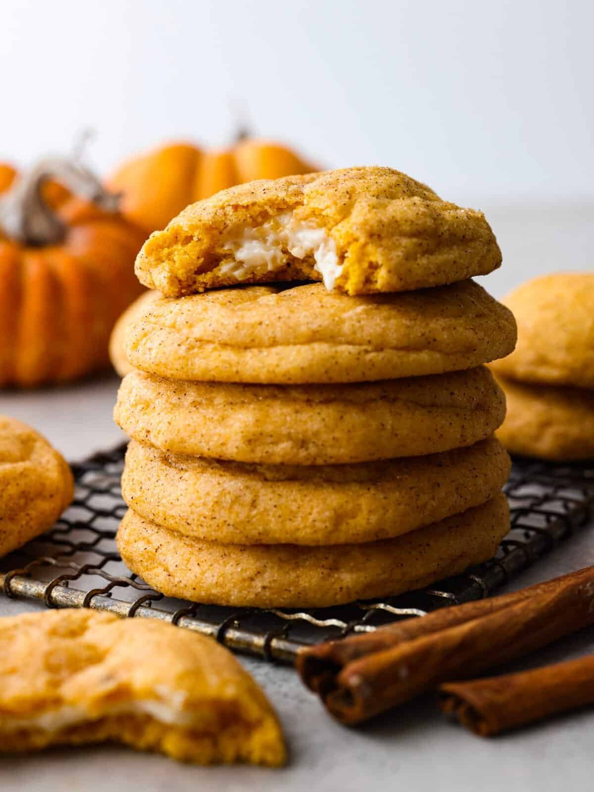 Pumpkin Cheesecake Snickerdoodle Cookies