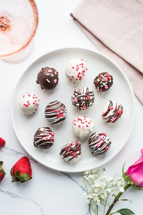 Valentine's Day Chocolate-Covered Strawberry Truffles