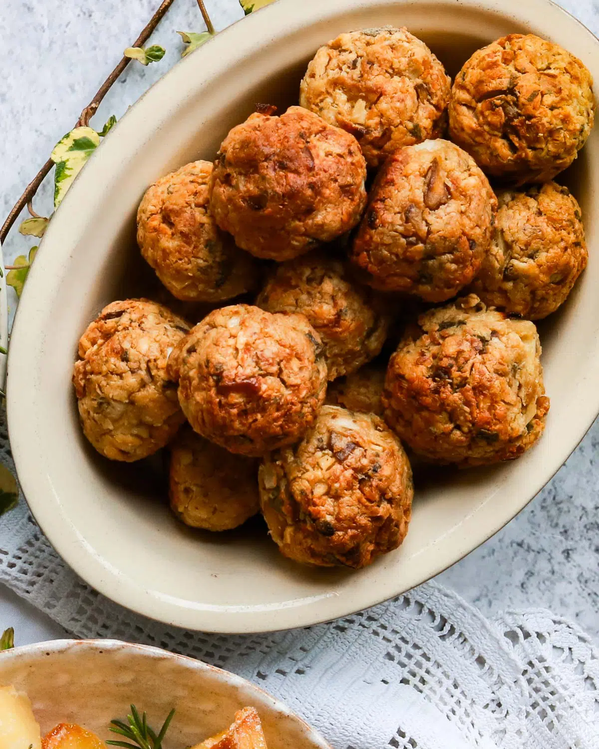 Vegan Christmas Tempeh 'Sausage' Stuffing Balls