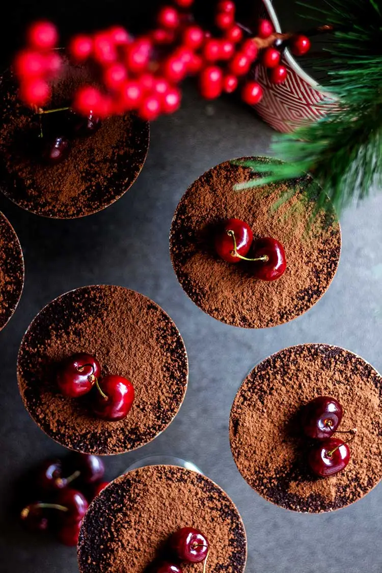 Vegan Christmas Tiramisu with Kirsch and Cherries