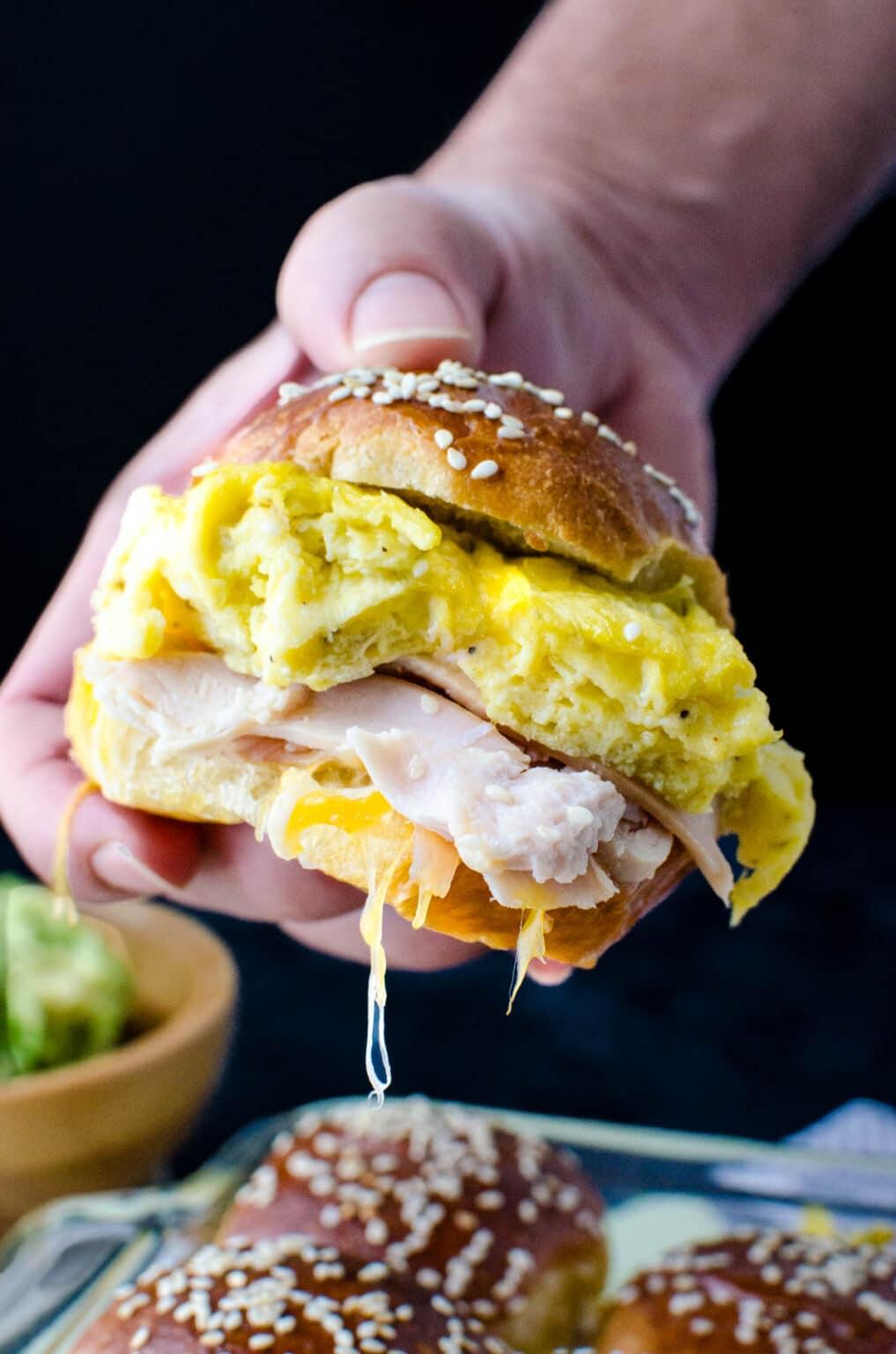Leftover Turkey and Egg Breakfast Sliders