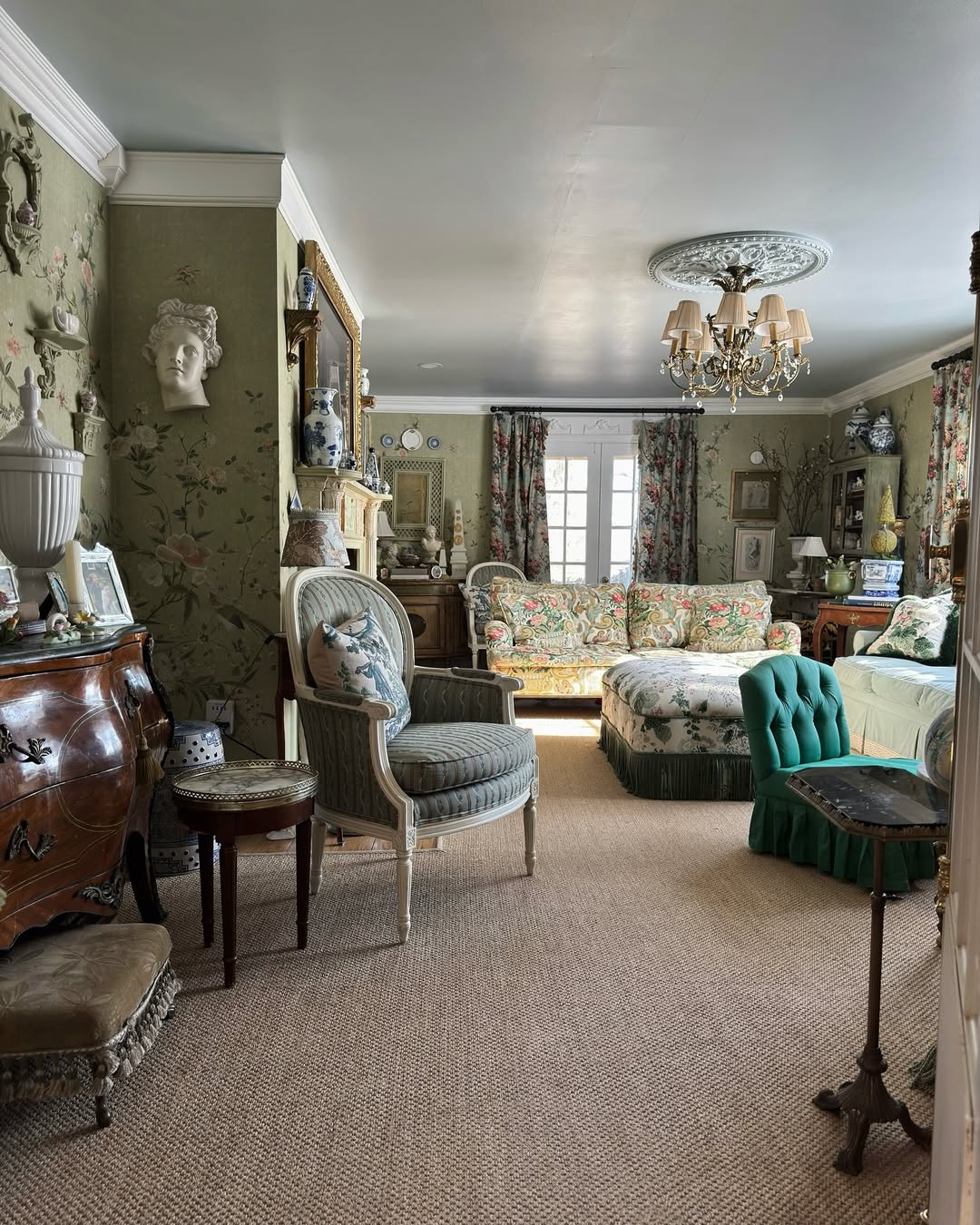 Draped Florals And Antique Grandeur