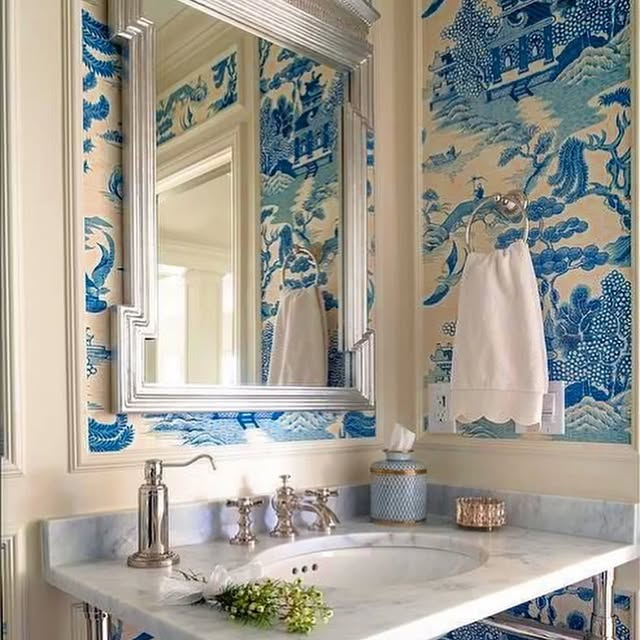Blue Chinoiserie And Silver Accents