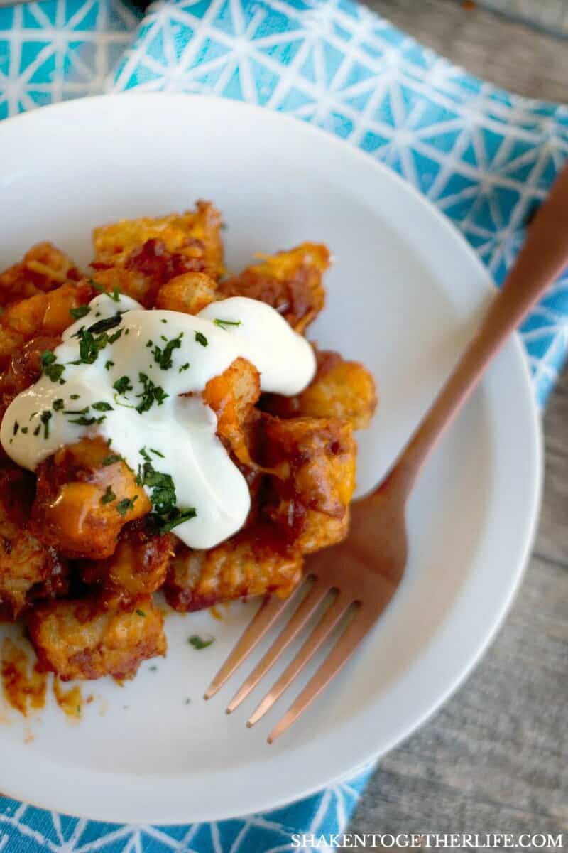 Sheet Pan Chili Cheesy Tater Tot