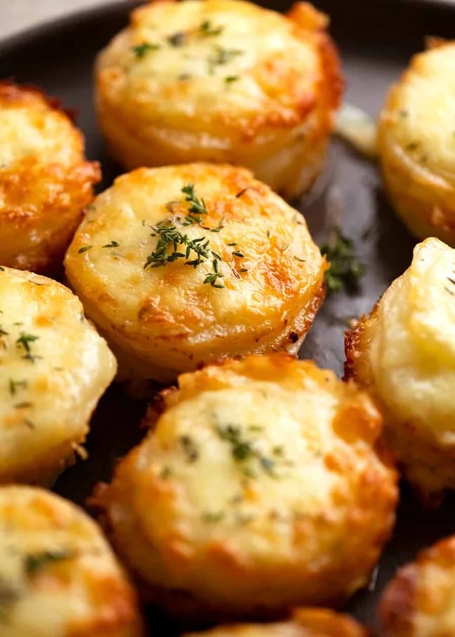10. Cheesy Mini Potato Gratin Stacks (Muffin Tin)