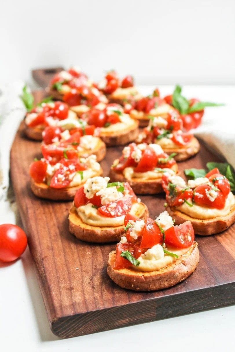 Mediterranean Sweet Potato Appetizer Bites with Hummus & Feta