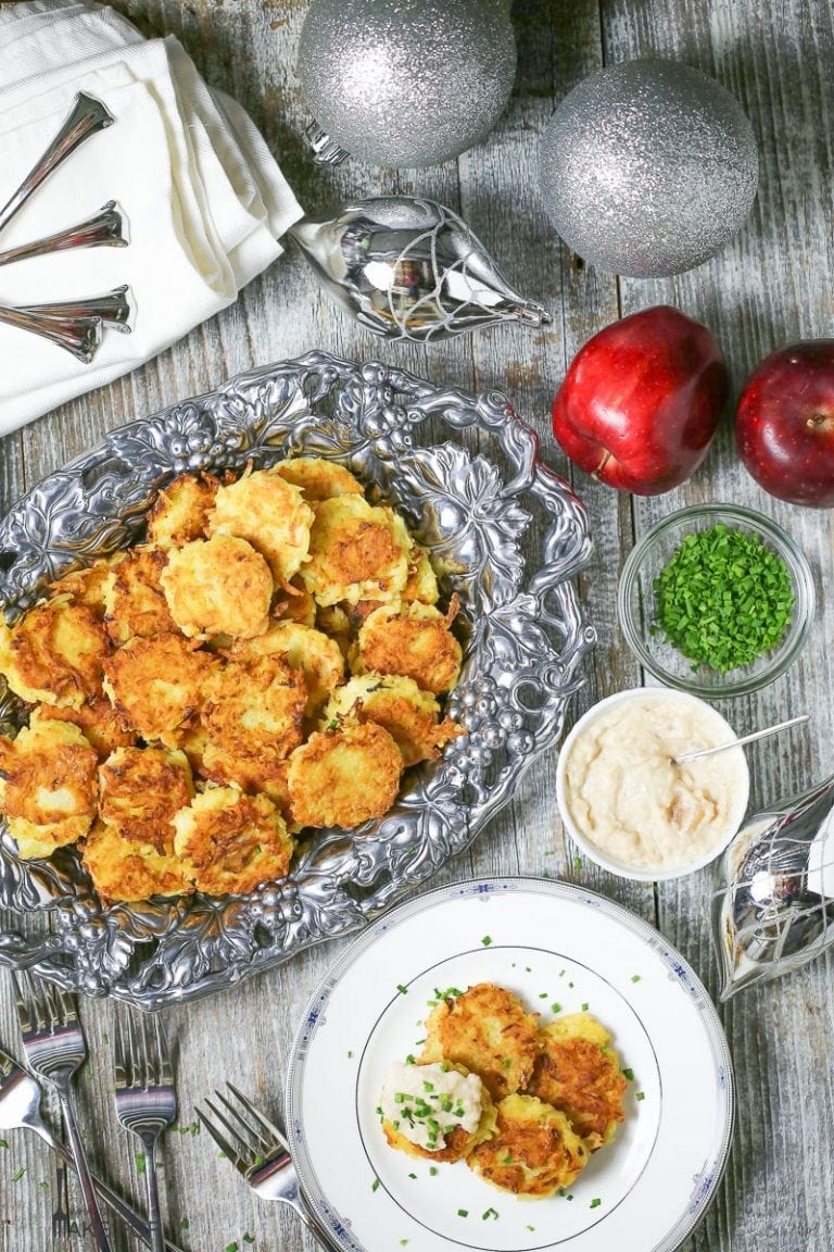 Mini Potato Latkes with Apple Creme Fraiche