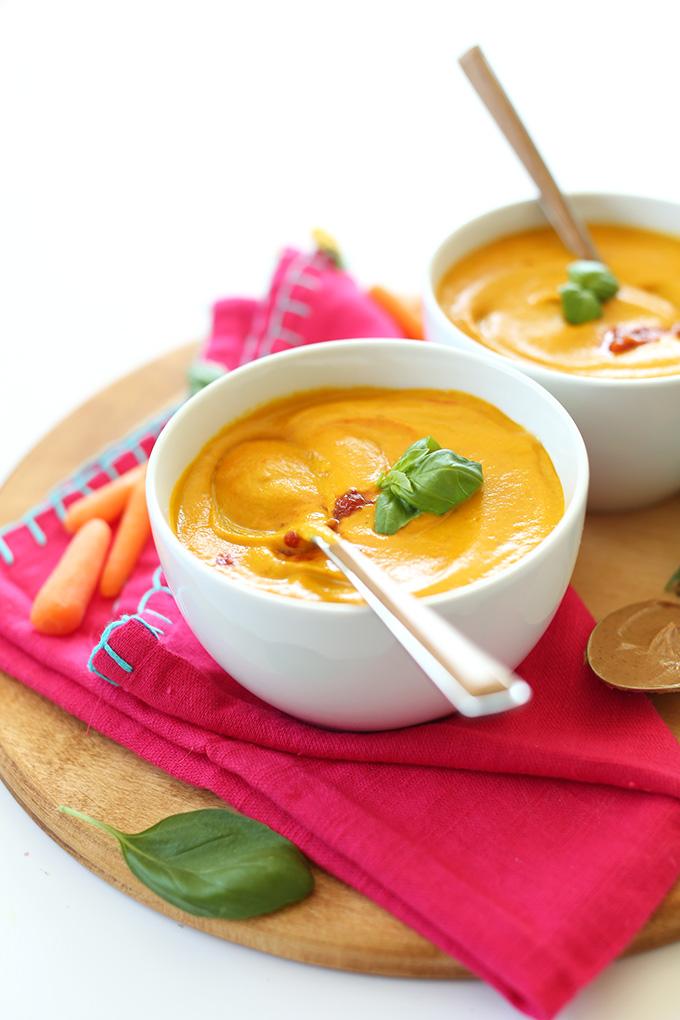 Creamy Thai-Inspired Carrot Ginger Soup with Basil
