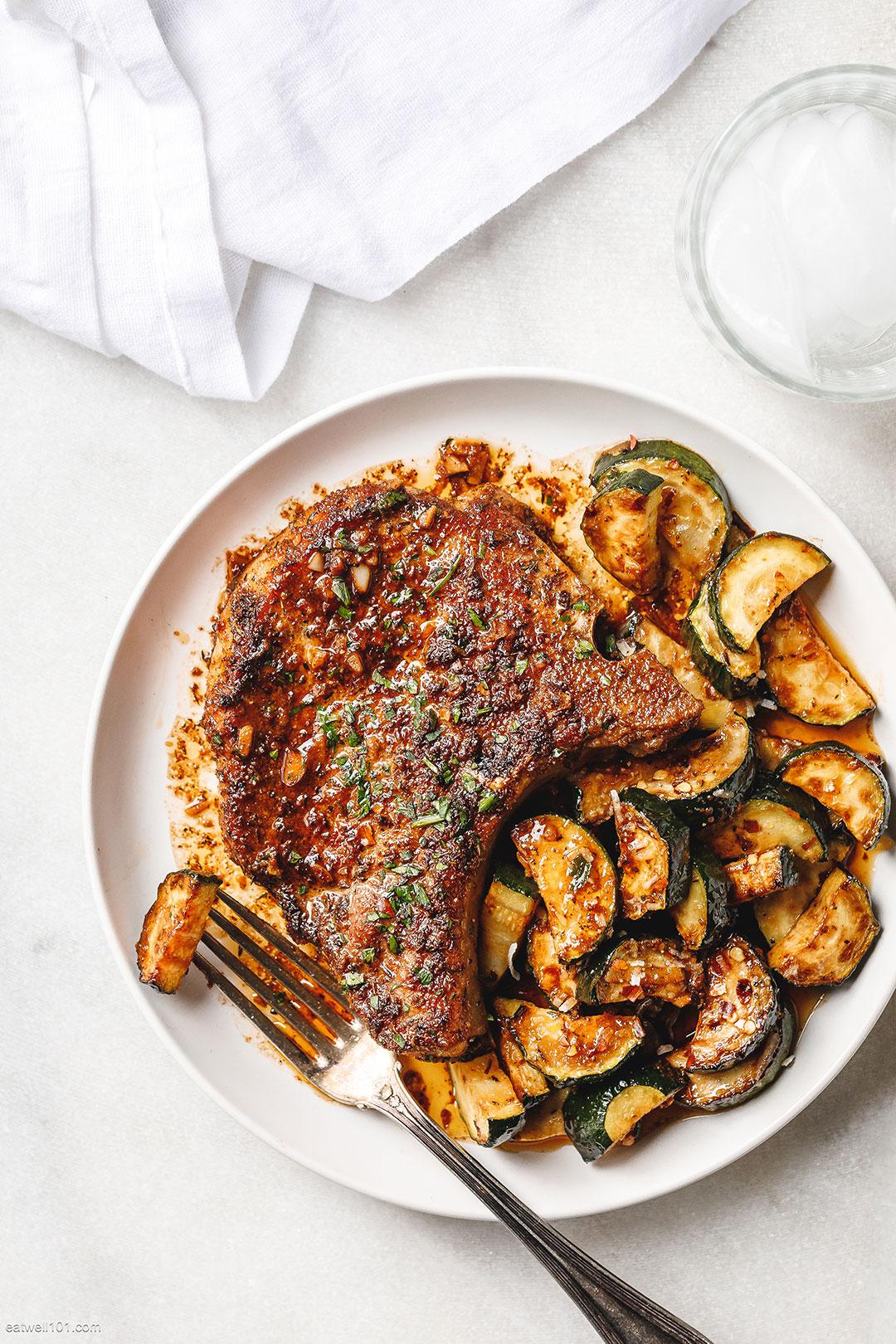 Cajun Pork Chops with Lemon Garlic Zucchini