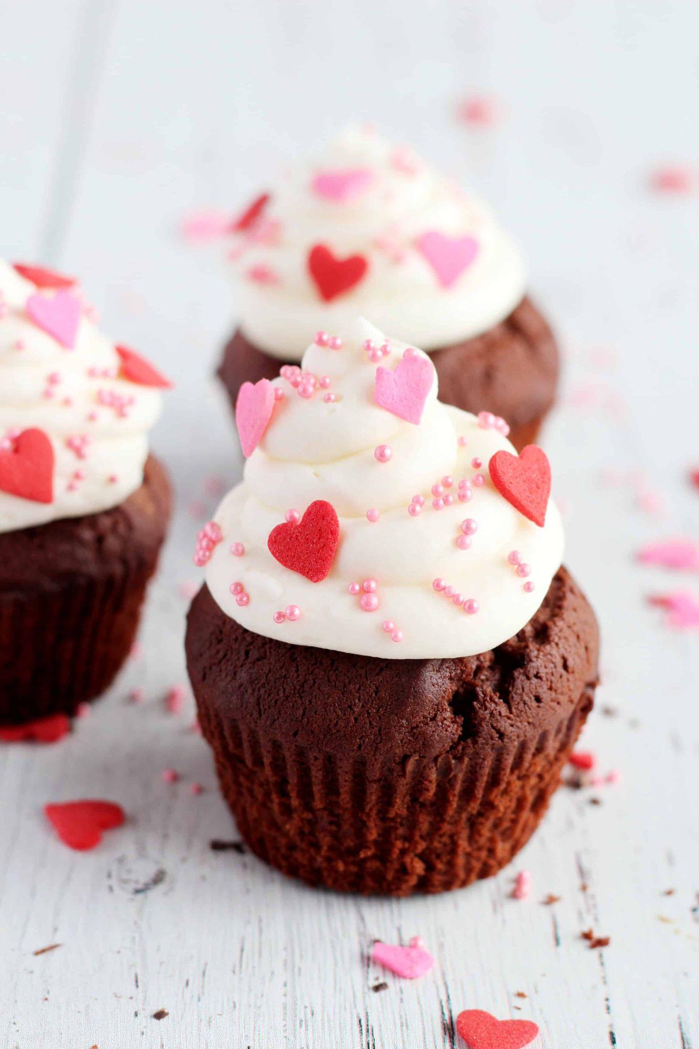 Chocolate Cherry Cupcakes for Valentine's Day