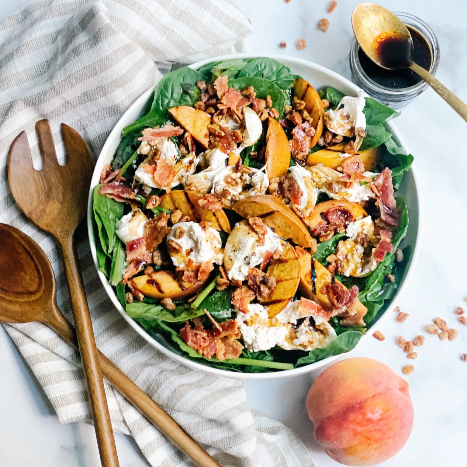 Grilled Peach and Burrata Salad with Honey and a Fresh Herb Kick