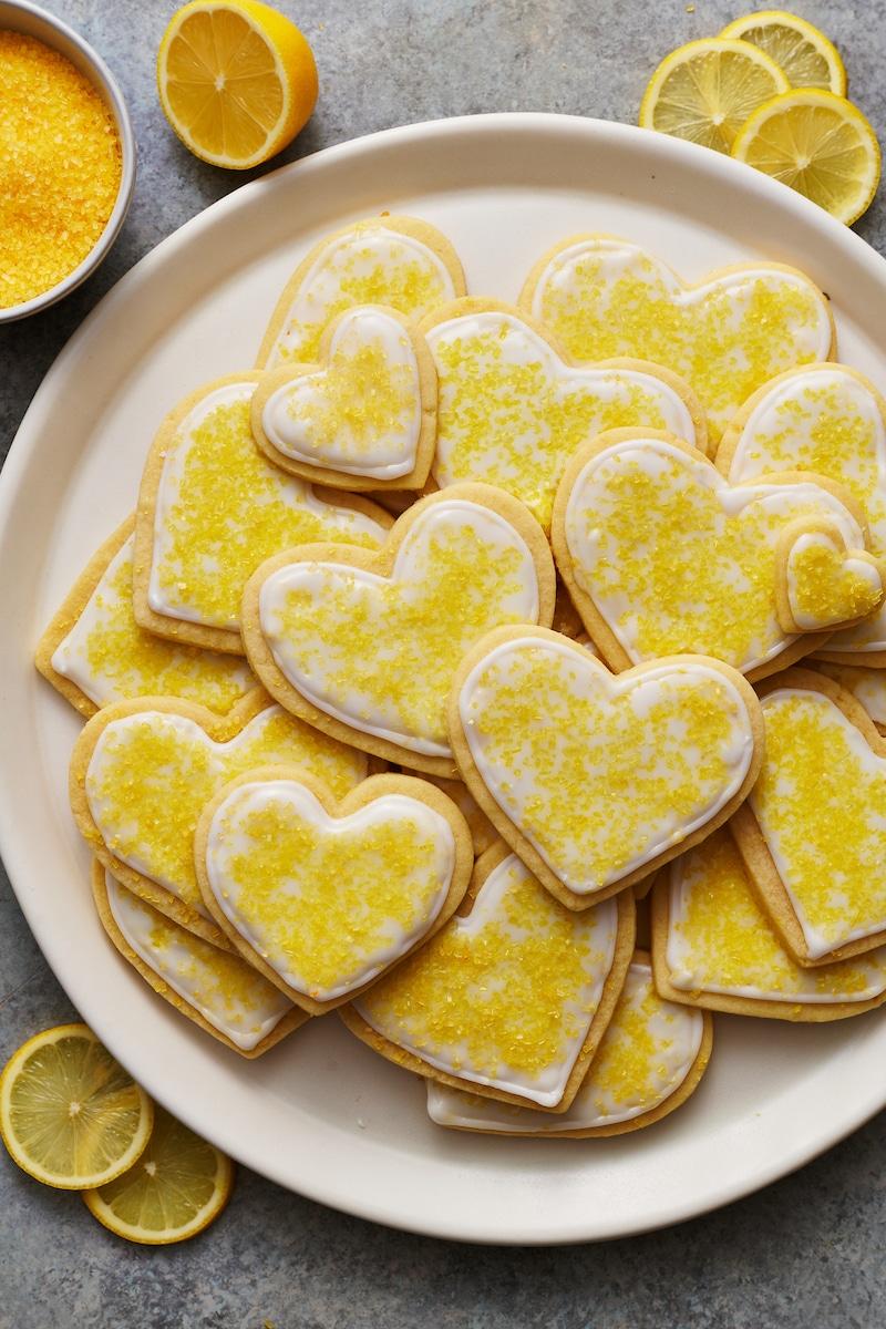 Iced Lemon Sugar Cookie Hearts
