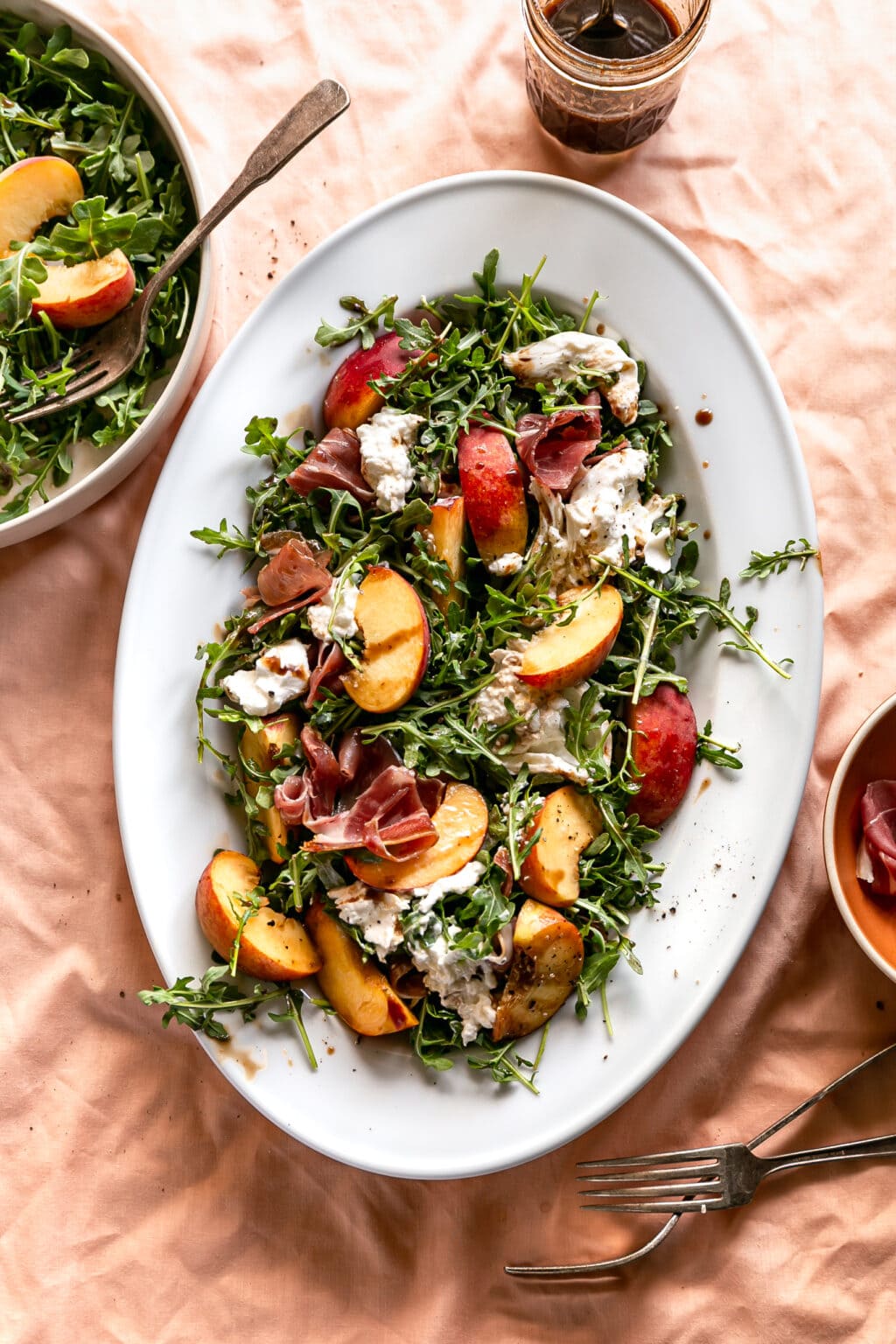 Peach and Burrata Salad with Prosciutto and Maple Balsamic Bliss