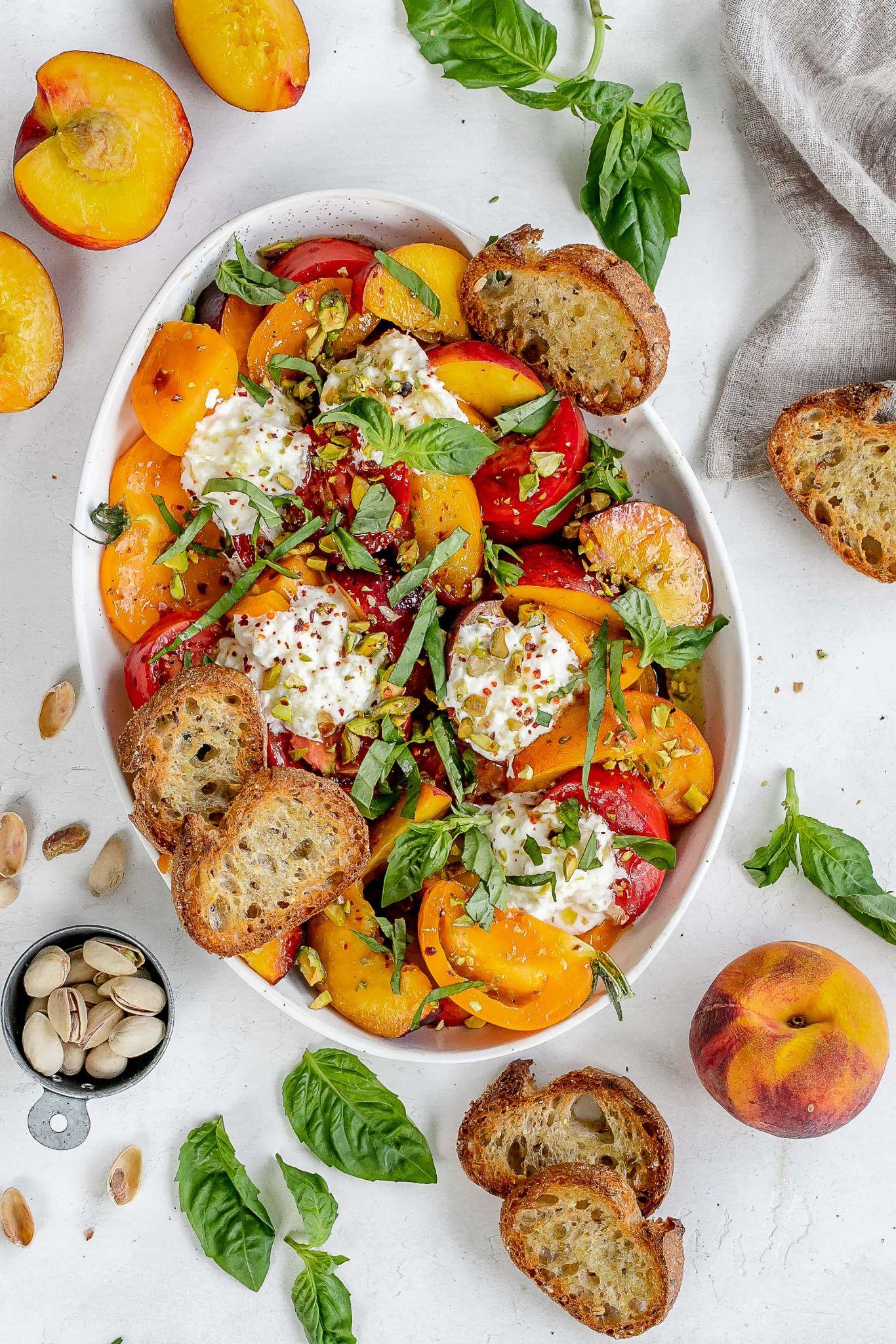 Peach, Tomato & Burrata Salad