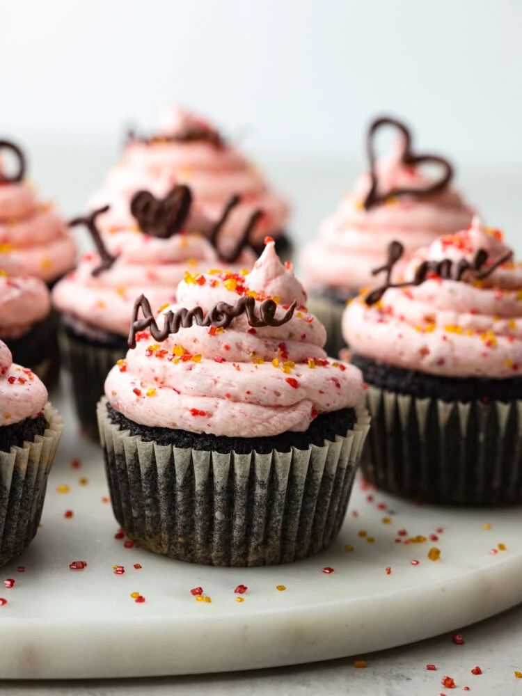 Rich Chocolate Cupcakes with Strawberry Buttercream