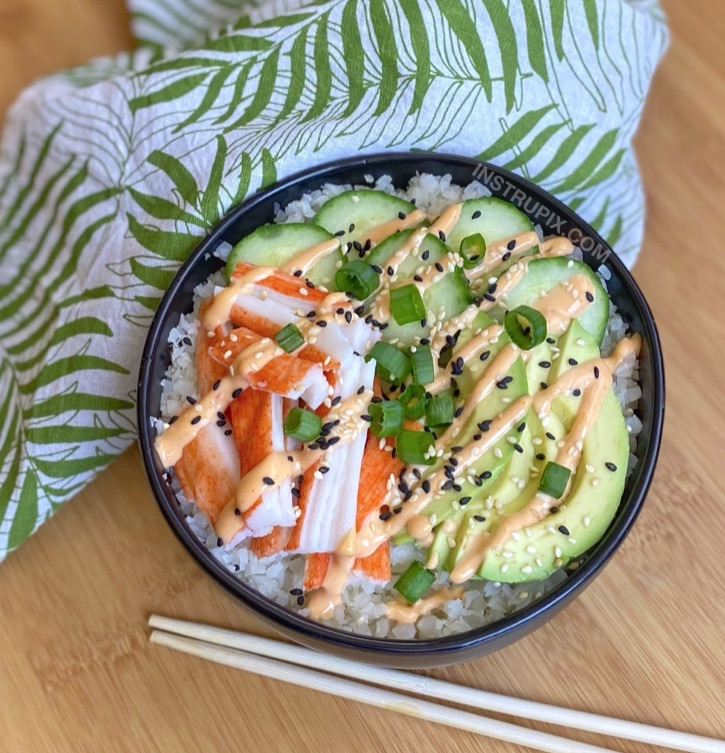 Sushi Bowls with Frozen Cauliflower Rice