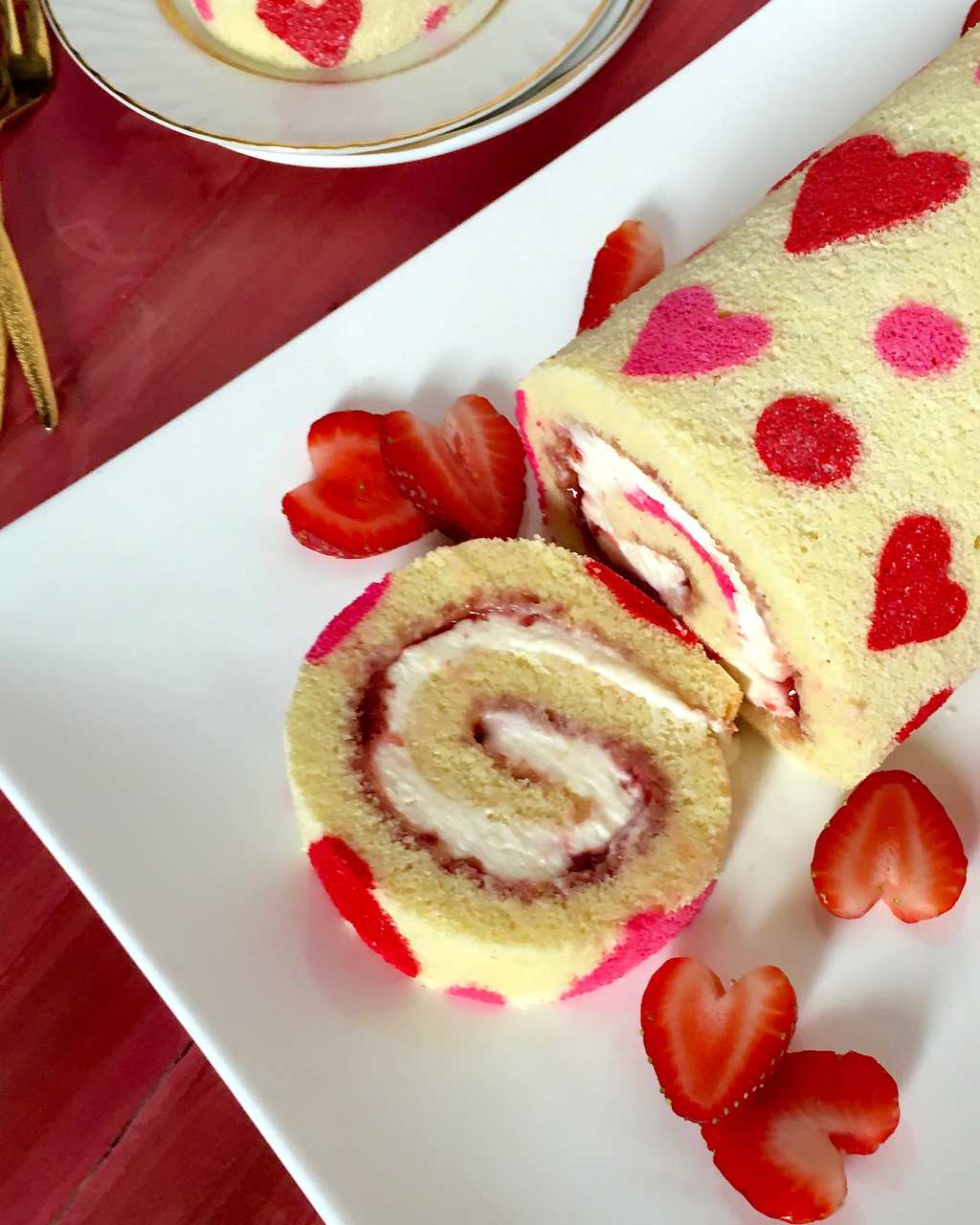 Valentine's Day Strawberry Cake Roll