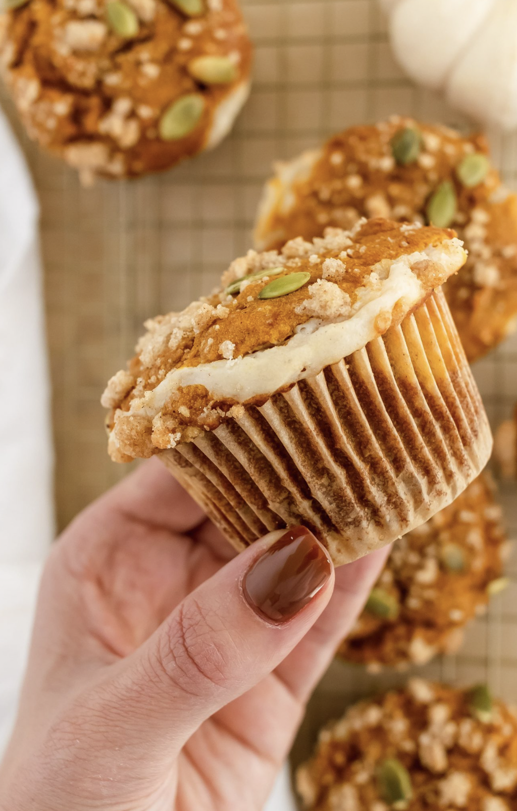 Pumpkin Cream Cheese Muffins with Streusel Crumble