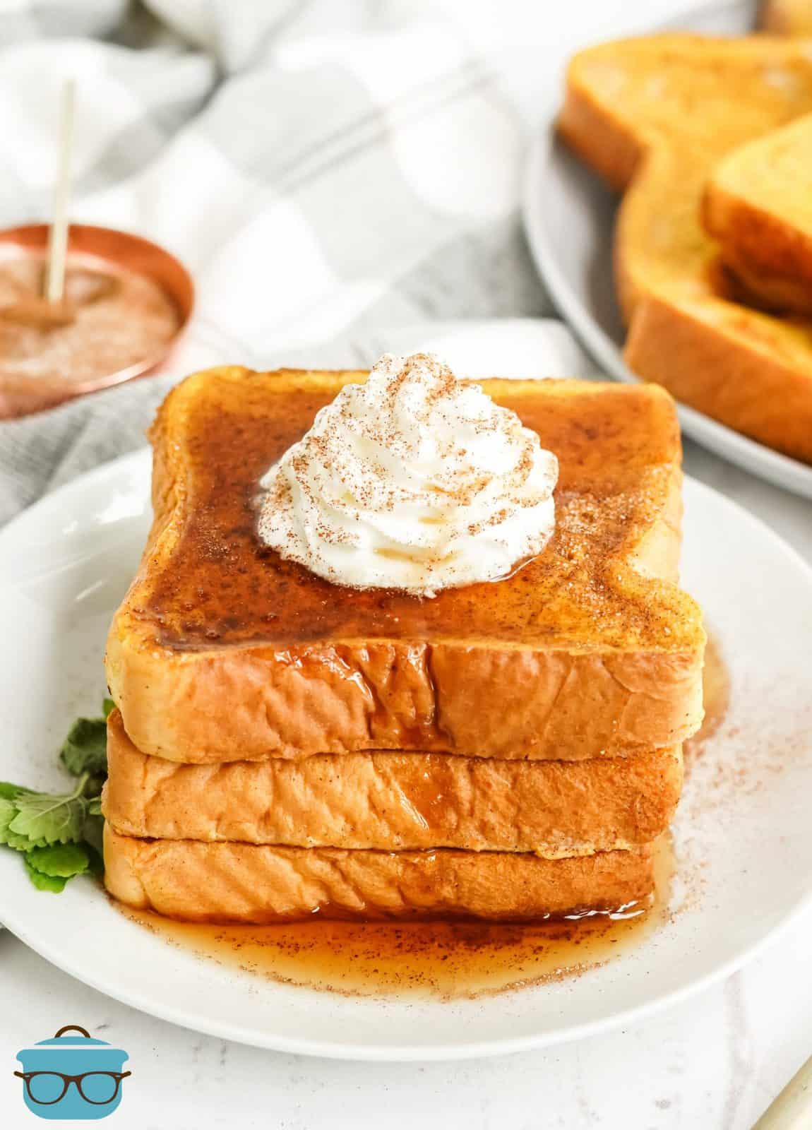 Golden Pumpkin French Toast Drizzled with Maple Syrup