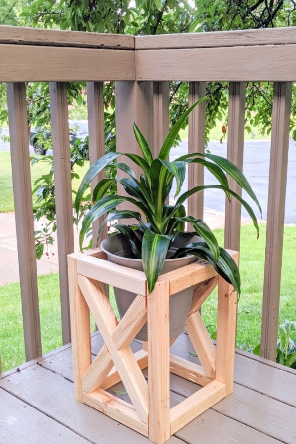 outdoor wooden plant stand